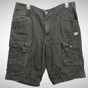 Ecko Unltd Shorts Mens 32 Solid Black Cargo Y2K Pre owned